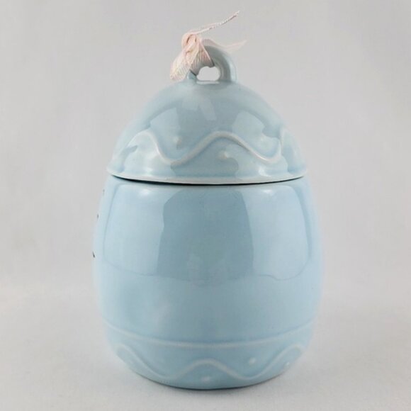 Rae Dunn Egg Shaped Ceramic Canister Baby Blue EGG HUNT - Picture 2 of 10